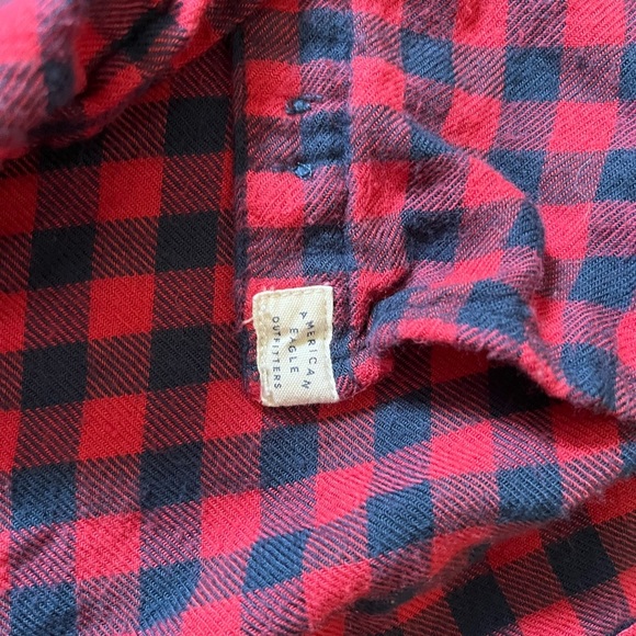 American Eagle Plaid Boyfriend Fit Flannel Button Down Shirt Pink Blue M - Picture 4 of 9